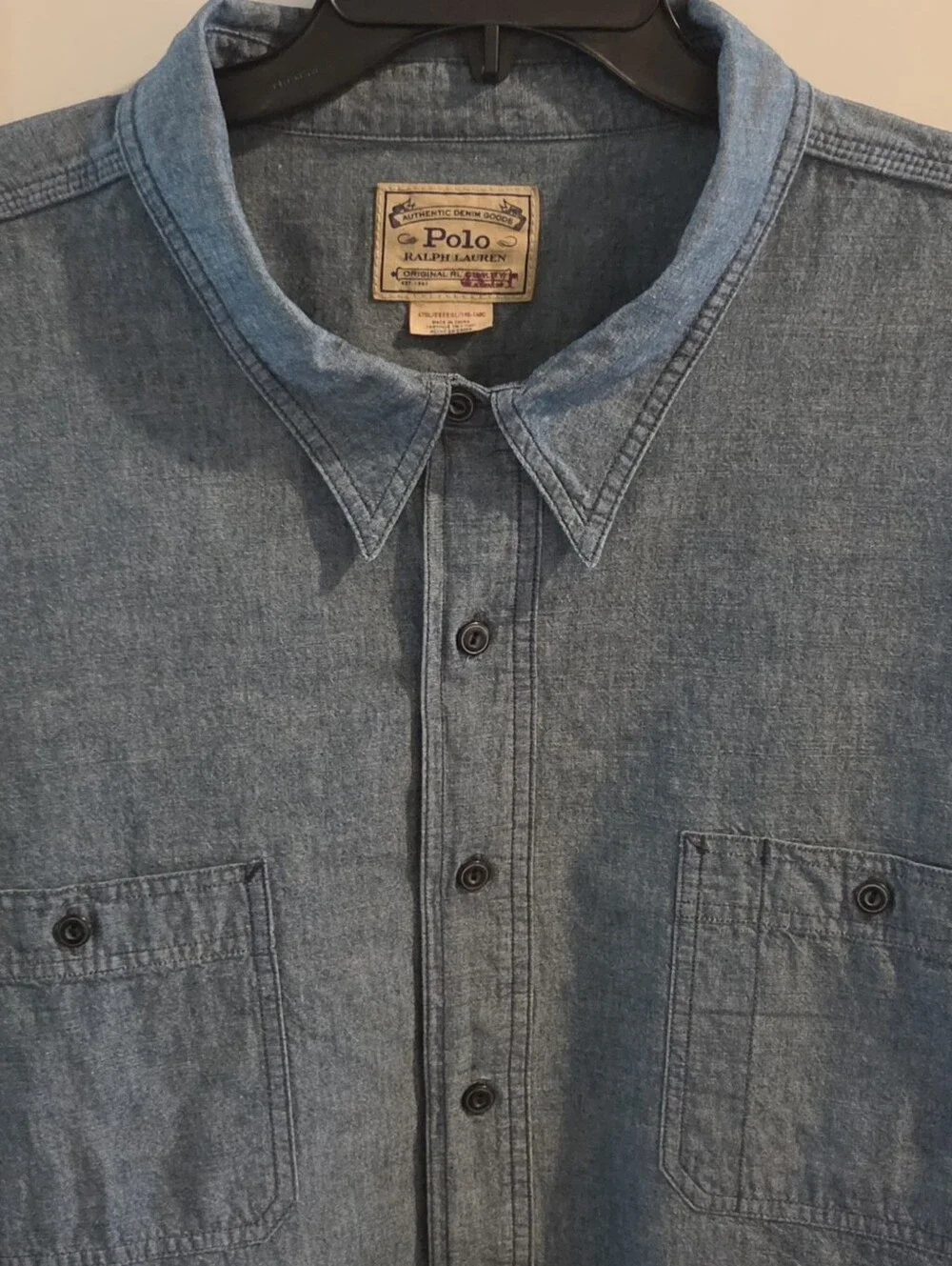 Polo Ralph Lauren Authentic Denim Button-Up Shirt Light Wash - Size 4TGL 4XL Tal